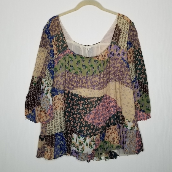 Anthropologie Tops - Anthropologie Floreat Chiffon Patchwork Blouse L